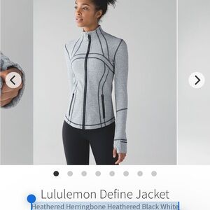 Lululemon define jacket size 6 Heathered Herringbone Heathered Black White